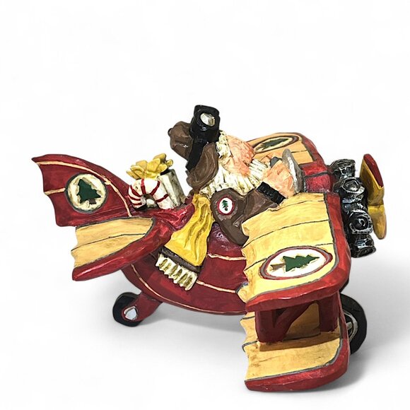 David Frykman Santa In Airplane Figurine DF1113 1997 Signed 9" x 6" x 4" Vintage - Picture 3 of 8